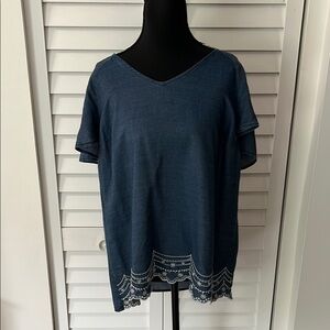 Elle Blue Chambray Blouse